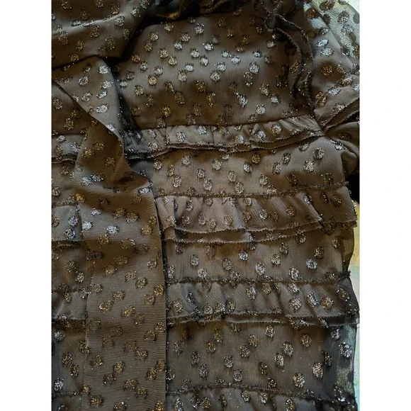 Isabel Marant | Lurex Dot Alba Top EU40/US Large Black Glitter Ruffle Trim - Picture 6 of 10